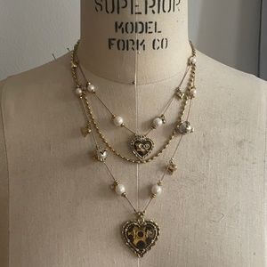 Betsey Johnson Leopard heart love necklace,  and earrings